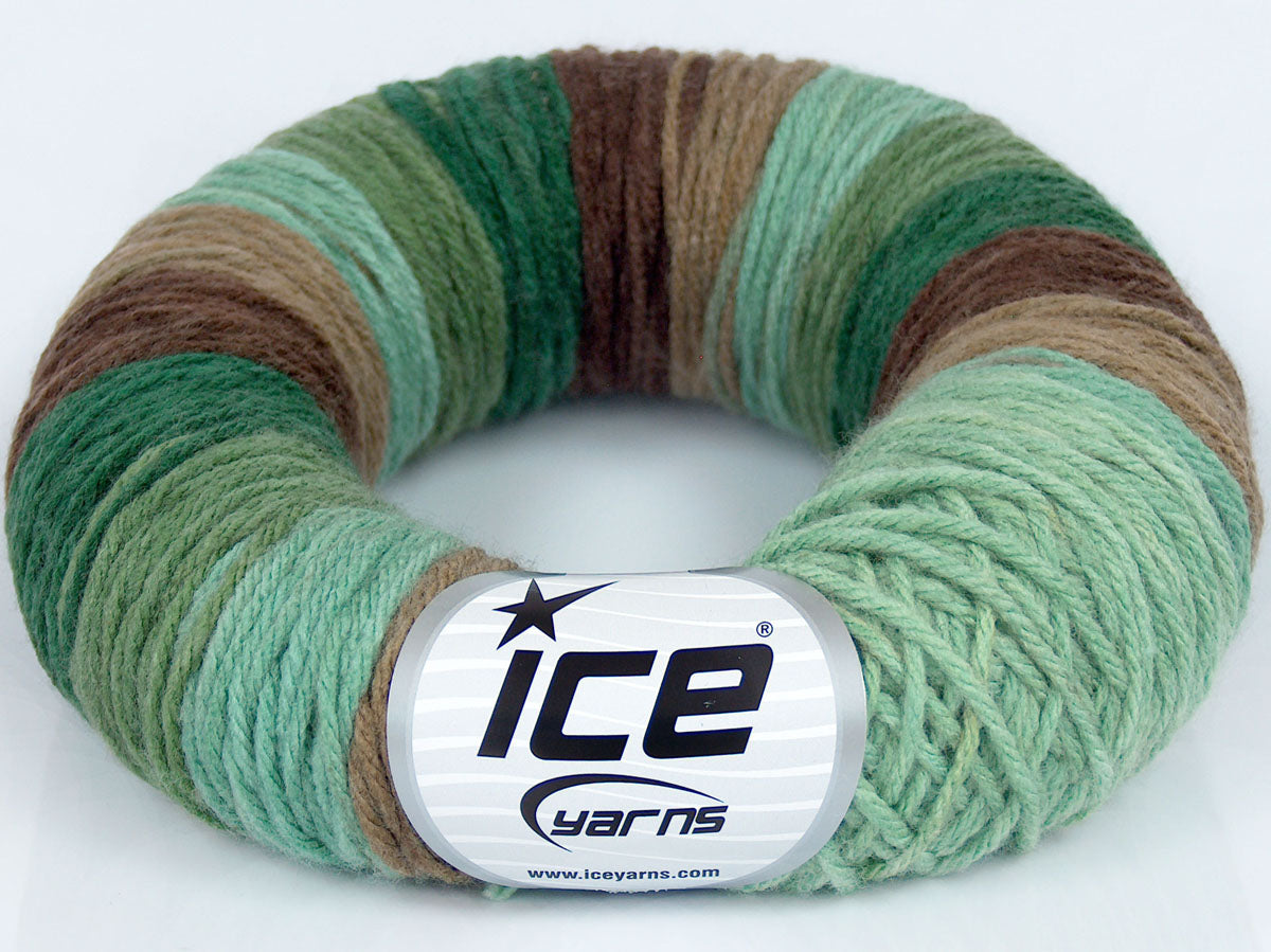 Lot of 2 x 130gr Skeins Ice Yarns DONUT Yarn Green Shades Brown Shades