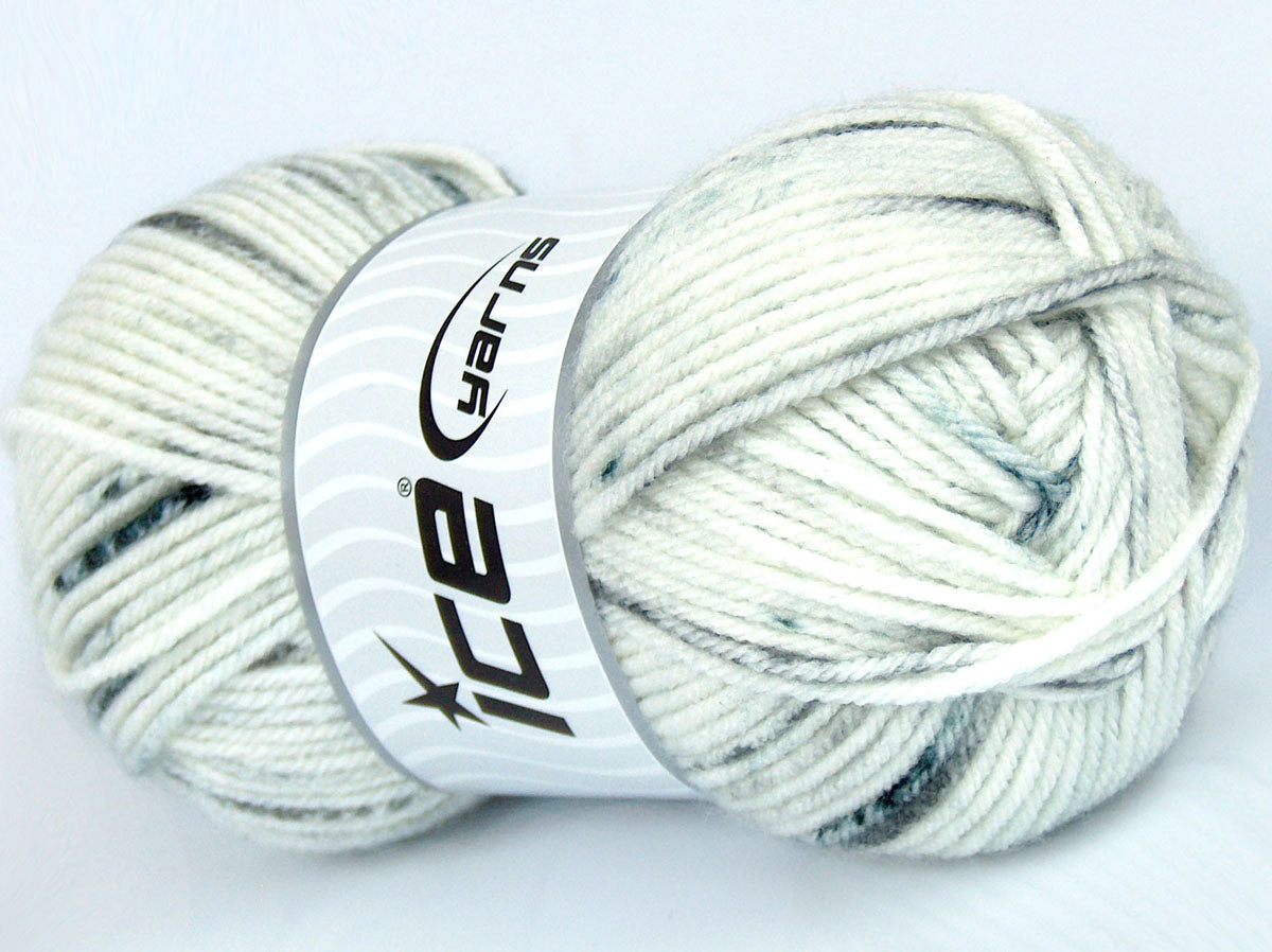 Lot of 4 x 100gr Skeins Ice Yarns SALE SELF-STRIPING Yarn White Grey Shades