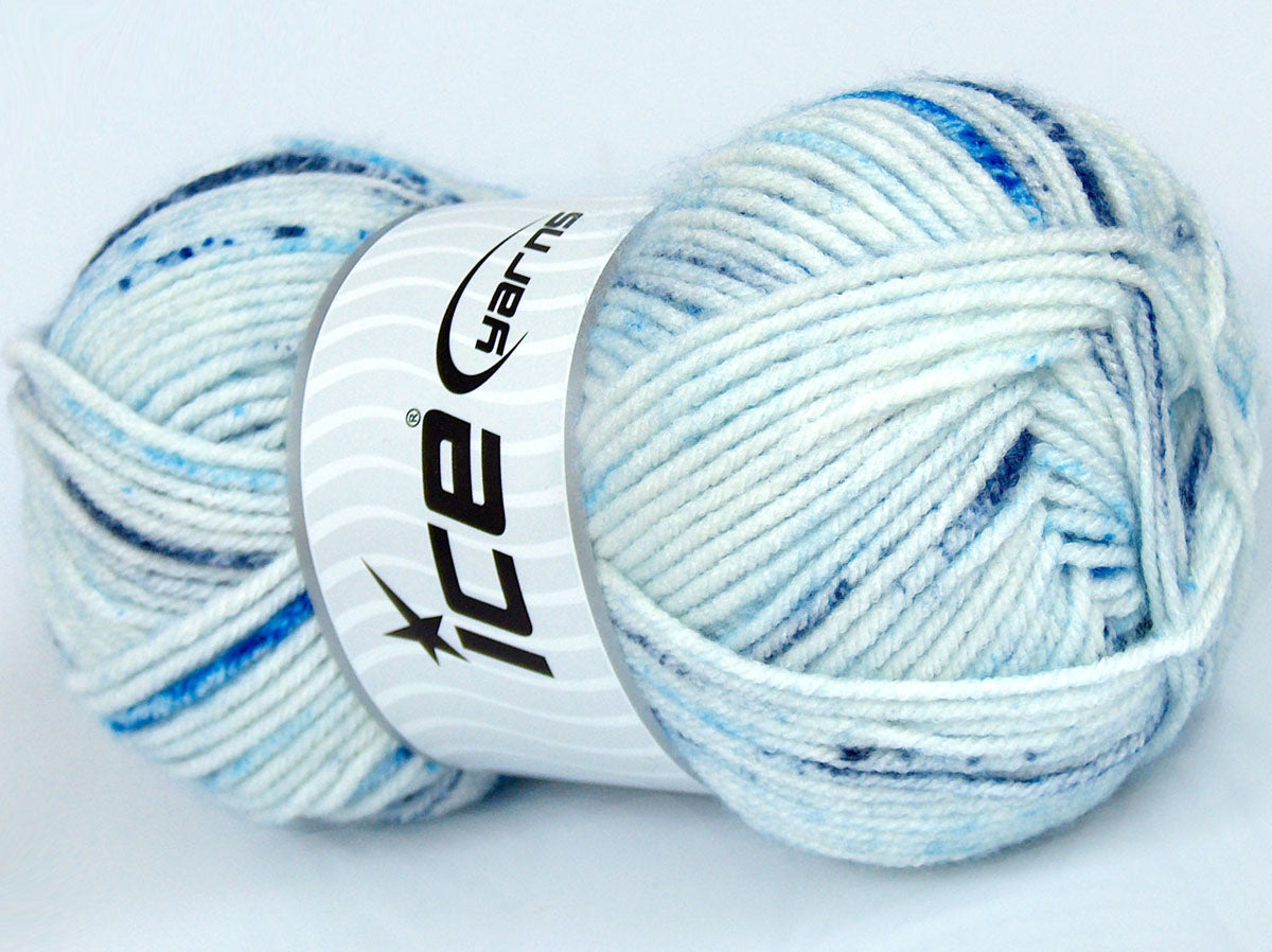 Lot of 4 x 100gr Skeins Ice Yarns SALE SELF-STRIPING Yarn White Blue Shades