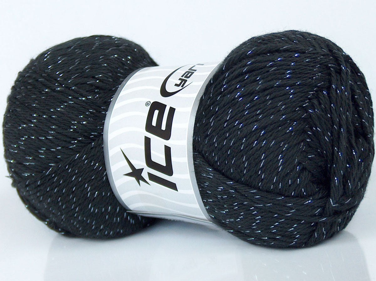 Lot of 4 x 105gr Skeins Ice Yarns PUNE GLITZ (95% Cotton) Yarn Black