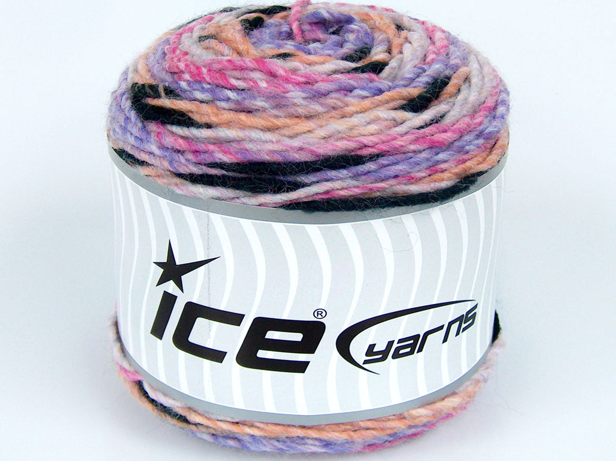 Lot of 2 x 140gr Skeins Ice Yarns CAKES ICA Yarn Pink Lilac Orange Black