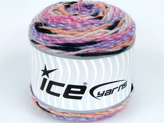 Lot of 2 x 140gr Skeins Ice Yarns CAKES ICA Yarn Pink Lilac Orange Black