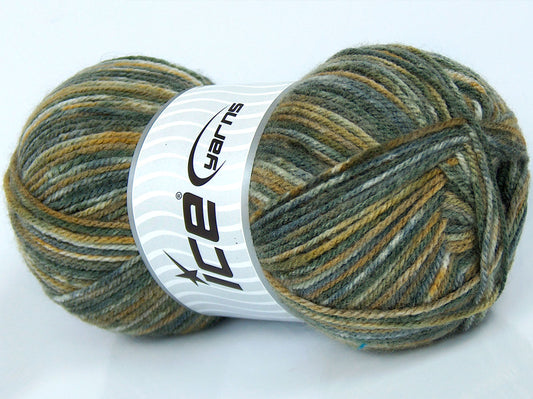 Lot of 4 x 100gr Skeins Ice Yarns SALE SELF-STRIPING Yarn Green Shades White