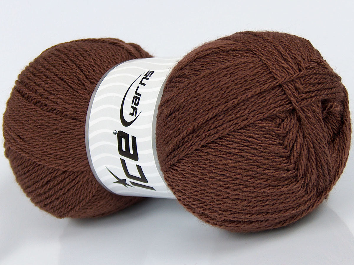 Lot of 3 x 115gr Skeins Ice Yarns SALE PLAIN Hand Knitting Yarn Brown