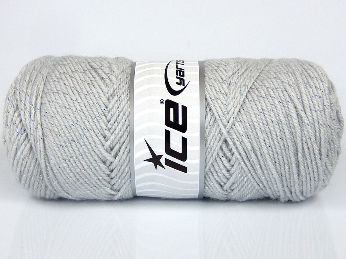 Lot of 3 x 115gr Skeins Ice Yarns SALE METALLIC Hand Knitting Yarn Light Grey