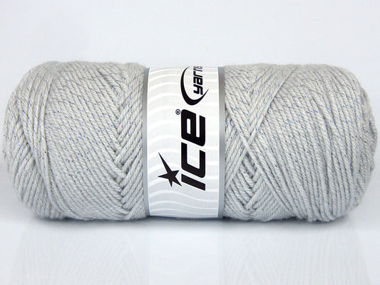 Lot of 3 x 115gr Skeins Ice Yarns SALE METALLIC Hand Knitting Yarn Light Grey