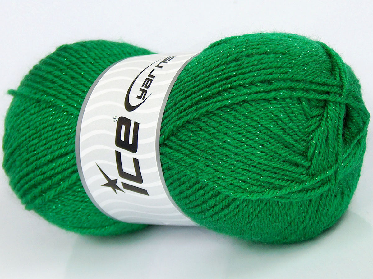 Lot of 4 x 90gr Skeins Ice Yarns SALE METALLIC Hand Knitting Yarn Green