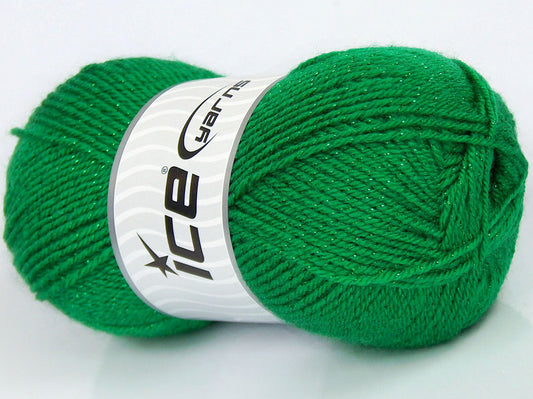 Lot of 4 x 90gr Skeins Ice Yarns SALE METALLIC Hand Knitting Yarn Green