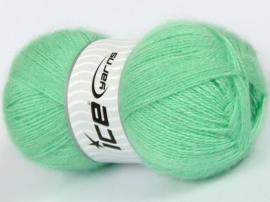 Lot of 4 x 90gr Skeins Ice Yarns PUCALLPA (10% Mohair 15% Wool) Yarn Mint Green