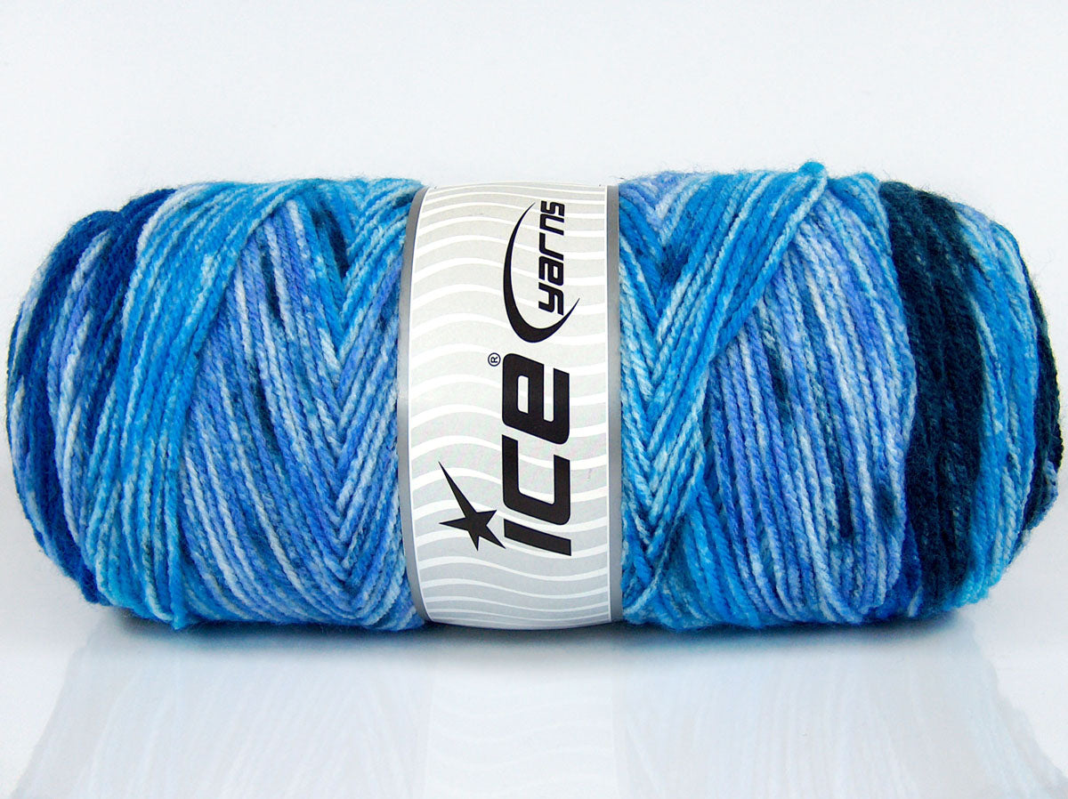 Lot of 2 x 200gr Skeins Ice Yarns SALE SELF-STRIPING Yarn Blue Shades Lilac