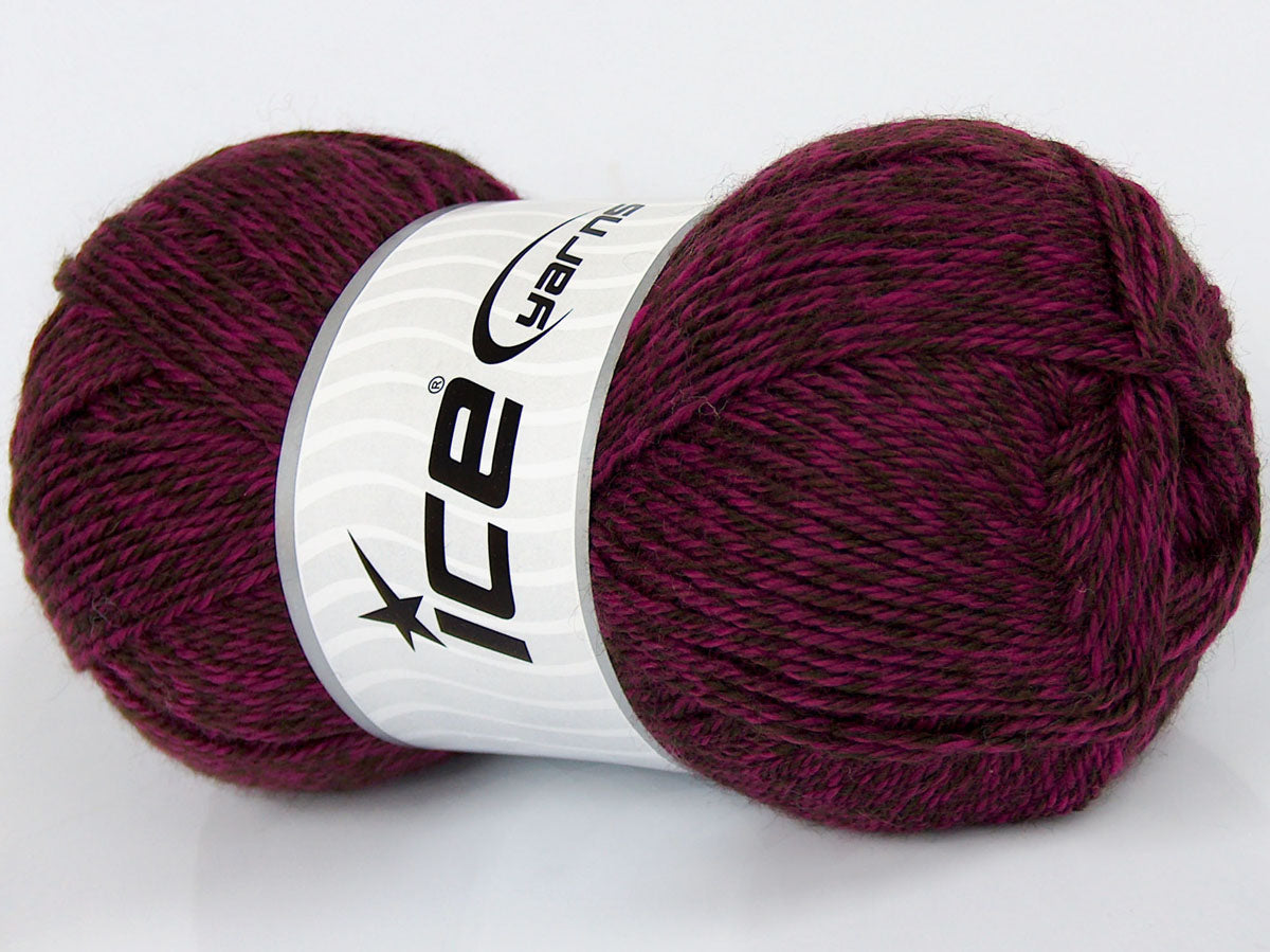 Lot of 4 x 90gr Skeins Ice Yarns SALE SELF-STRIPING Yarn Fuchsia Dark Green