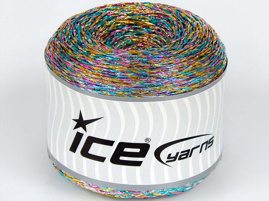 250 gr ICE YARNS CAKES METALLIC PAPER Yarn Turquoise Gold Silver Pink