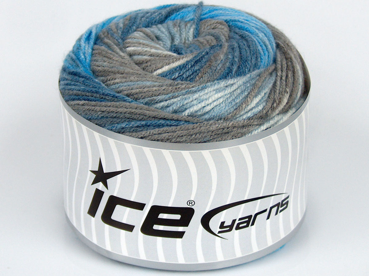 Lot of 2 x 150gr Skeins Ice Yarns CAKES NEMBY Yarn Blue Shades Grey Shades