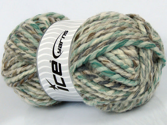 Lot of 3 x 135gr Skeins Ice Yarns SALE WINTER (10% Wool) Yarn Green Shades Cream Grey