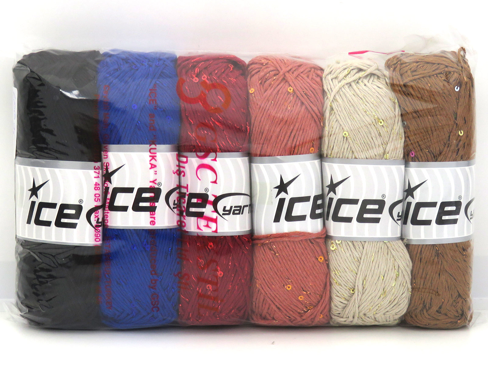 Mixed Lot Multicolor Natural Cotton Paillette Yarns fnt2-83658