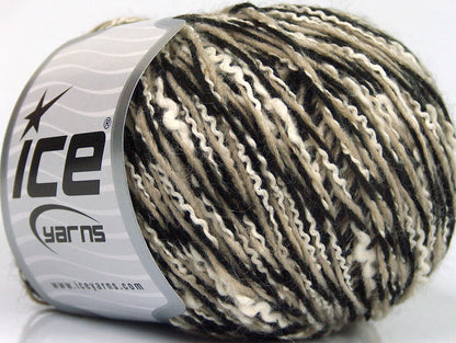 Lot of 8 Skeins ICE SALE WINTER (33% Wool) Hand Knitting Yarn Black Beige White