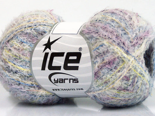 Lot of 8 Skeins ICE NAPOLI VISCOSE (90% Viscose) Yarn Lilac Yellow Blue White