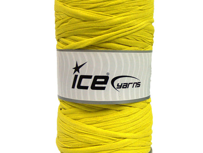400 gr ICE UPCYCLED FABRIC (95% Cotton 5% Elastan) Hand Knitting Yarn Yellow