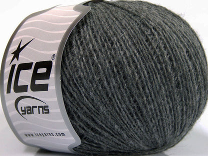 Lot of 8 Skeins ICE WOOL CORD SPORT (50% Wool) Hand Knitting Yarn Dark Grey