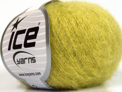 Lot of 10 Skeins ICE KID MOHAIR FINE (30% Kid Mohair) Yarn Light Olive Green