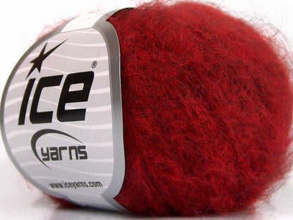 Lot of 10 Skeins ICE KID MOHAIR FINE (30% Kid Mohair) Yarn Dark Red