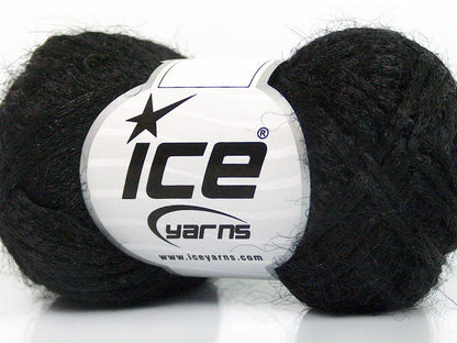 Lot of 8 Skeins ICE SALE WINTER (20% Mohair) Hand Knitting Yarn Black