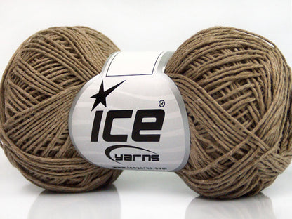 Lot of 8 Skeins ICE NATURAL COTTON FINE (100% Cotton) Hand Knitting Yarn Camel