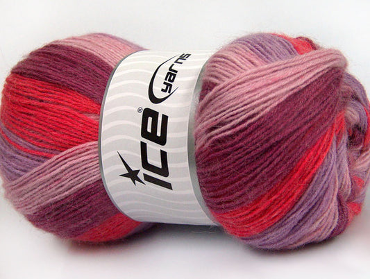 Lot of 4 x 100gr Skeins Ice Yarns ANGORA PRINT (20% Angora 20% Wool) Yarn Pink Orchid Salmon Lilac