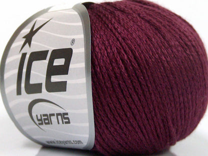 Lot of 6 Skeins ICE CASHMERE SILK CHAIN (60% Cashmere 40% Silk) Yarn Burgundy