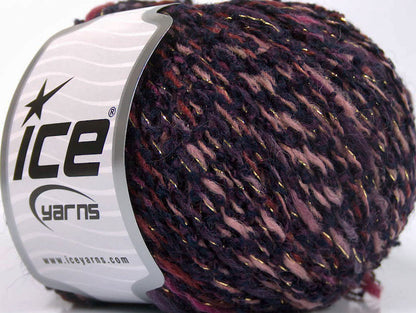 Lot of 8 Skeins ICE SALE WINTER (40% Wool) Yarn Purple Lilac Burgundy Pink Gold