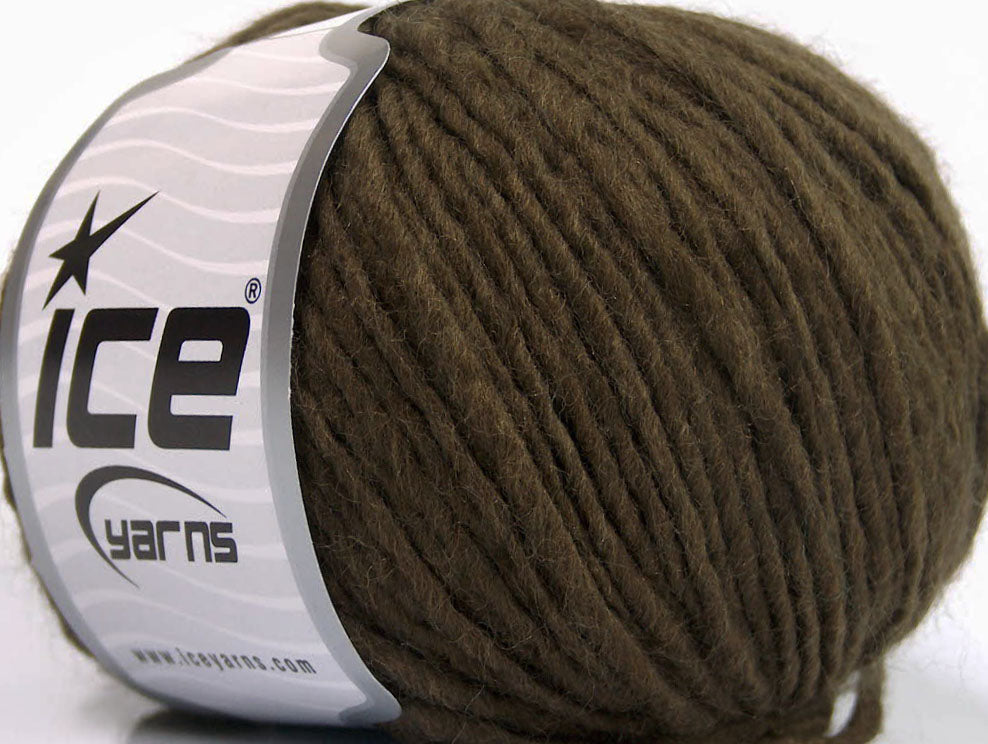 Lot of 8 Skeins Ice Yarns WOOL CORD ARAN (50% Wool) Yarn Dark Brown