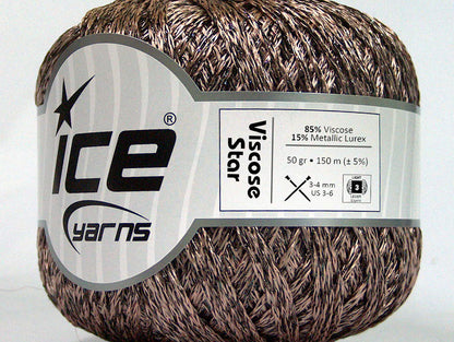 Lot of 6 Skeins Ice Yarns VISCOSE STAR (85% Viscose) Yarn Camel Brown