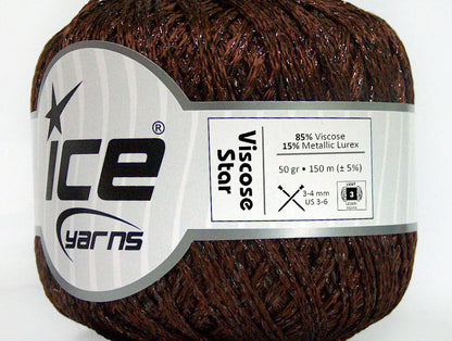 Lot of 6 Skeins Ice Yarns VISCOSE STAR (85% Viscose) Yarn Dark Brown