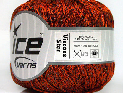 Lot of 6 Skeins Ice Yarns VISCOSE STAR (85% Viscose) Yarn Orange Black