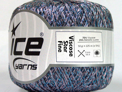 Lot of 6 Skeins ICE VISCOSE STAR FINE (75% Viscose) Yarn Lilac Blue