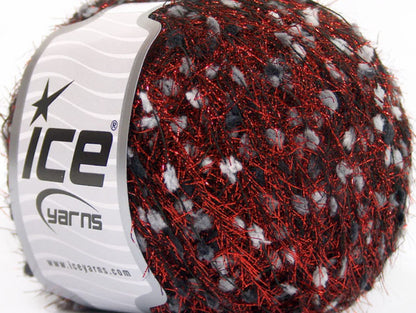 Lot of 8 Skeins ICE SALE POMPOM Hand Knitting Yarn Red Grey Shades White