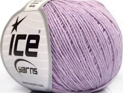 Lot of 8 Skeins Ice Yarns NATURAL COTTON BABY (100% Cotton) Yarn Light Lilac
