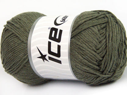 Lot of 4 x 100gr Skeins ICE NATURAL COTTON (100% Cotton) Yarn Dark Khaki