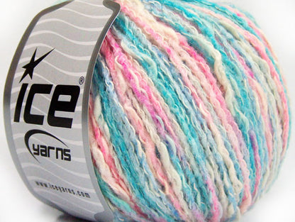 Lot of 8 Skeins ICE PASTEL COTTON (50% Cotton) Yarn Turquoise Pink White