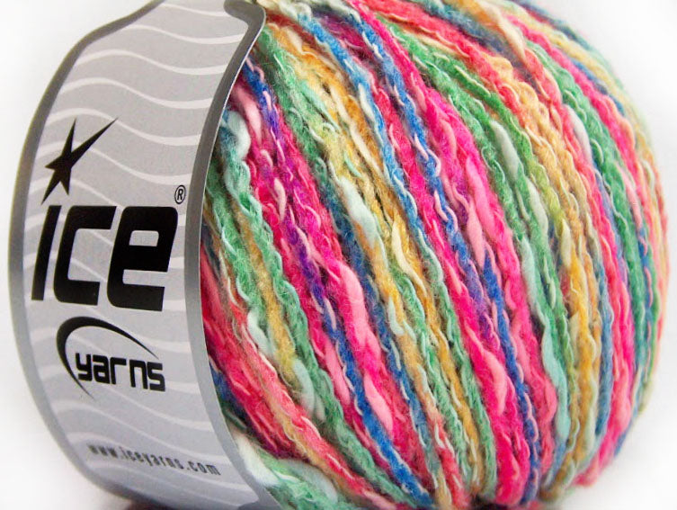 Lot of 8 Skeins ICE PASTEL COTTON (50% Cotton) Yarn Fuchsia Green Gold Blue