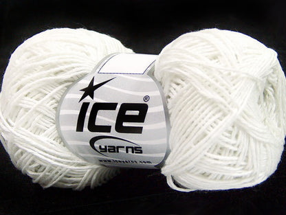 Lot of 8 Skeins Ice Yarns NATURAL COTTON FINE (100% Cotton) Yarn Off White