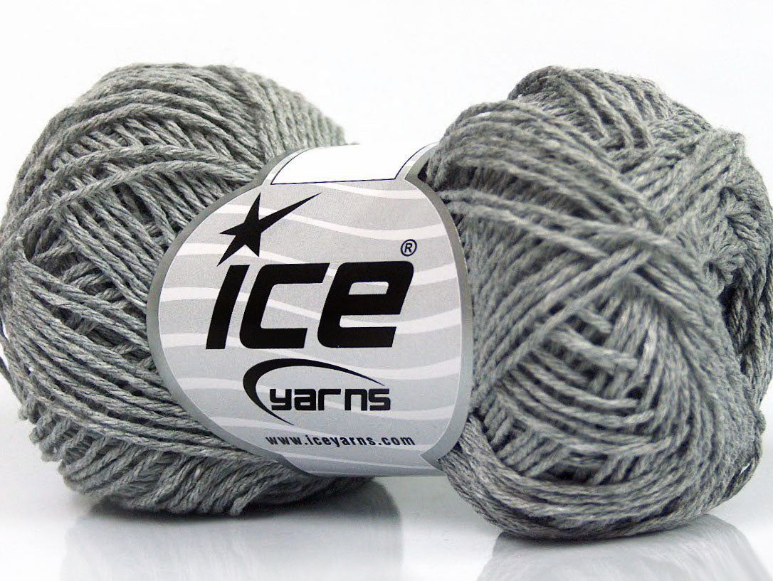 Lot of 8 Skeins ICE NATURAL COTTON FINE (100% Cotton) Yarn Grey Melange