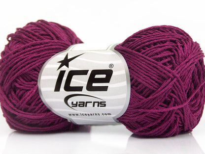 Lot of 8 Skeins ICE NATURAL COTTON FINE (100% Cotton) Hand Knitting Yarn Maroon