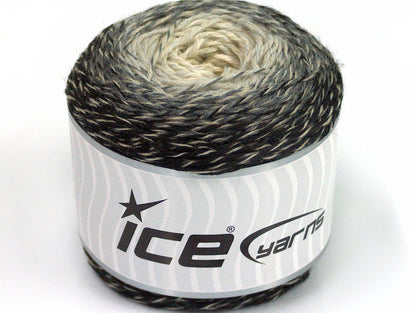 Lot of 2 Skeins ICE CAKES SOCK (75% Superwash Wool) Yarn Black Grey Shades White