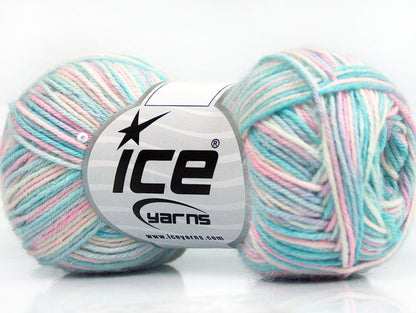 Lot of 8 Skeins ICE SALE BEAD-SEQUIN (10% Angora 20% Wool) Yarn Turquoise Pink Lilac White