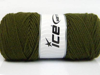 Lot of 4 x 100gr Skeins Ice Yarns SAVER 100 Hand Knitting Yarn Khaki