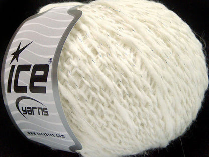 Lot of 8 Skeins ICE SALE WINTER (35% Wool) Hand Knitting Yarn White Silver