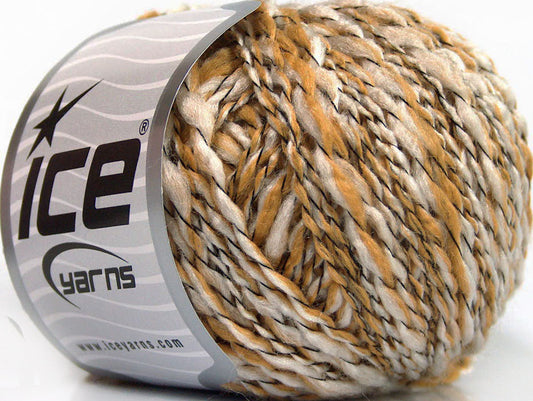 Lot of 8 Skeins Ice Yarns FLAMME DUO Hand Knitting Yarn Camel White
