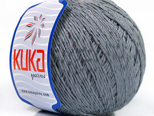 Lot of 4 x 100gr Skeins KUKA SUMMER MERCERIZED (70% Mercerized Cotton 30% Viscose) Yarn Dark Grey