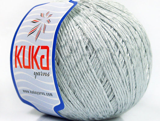 Lot of 4 x 100gr Skeins KUKA SUMMER MERCERIZED (70% Mercerized Cotton 30% Viscose) Yarn Light Grey